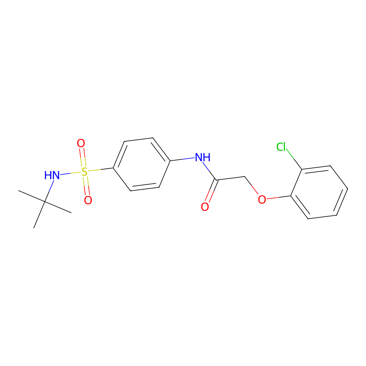 N-[4-(tert-butylsulfamoyl)phenyl]-2-(2-chlorophenoxy)acetamide molecular structure, CAS 651299-00-2