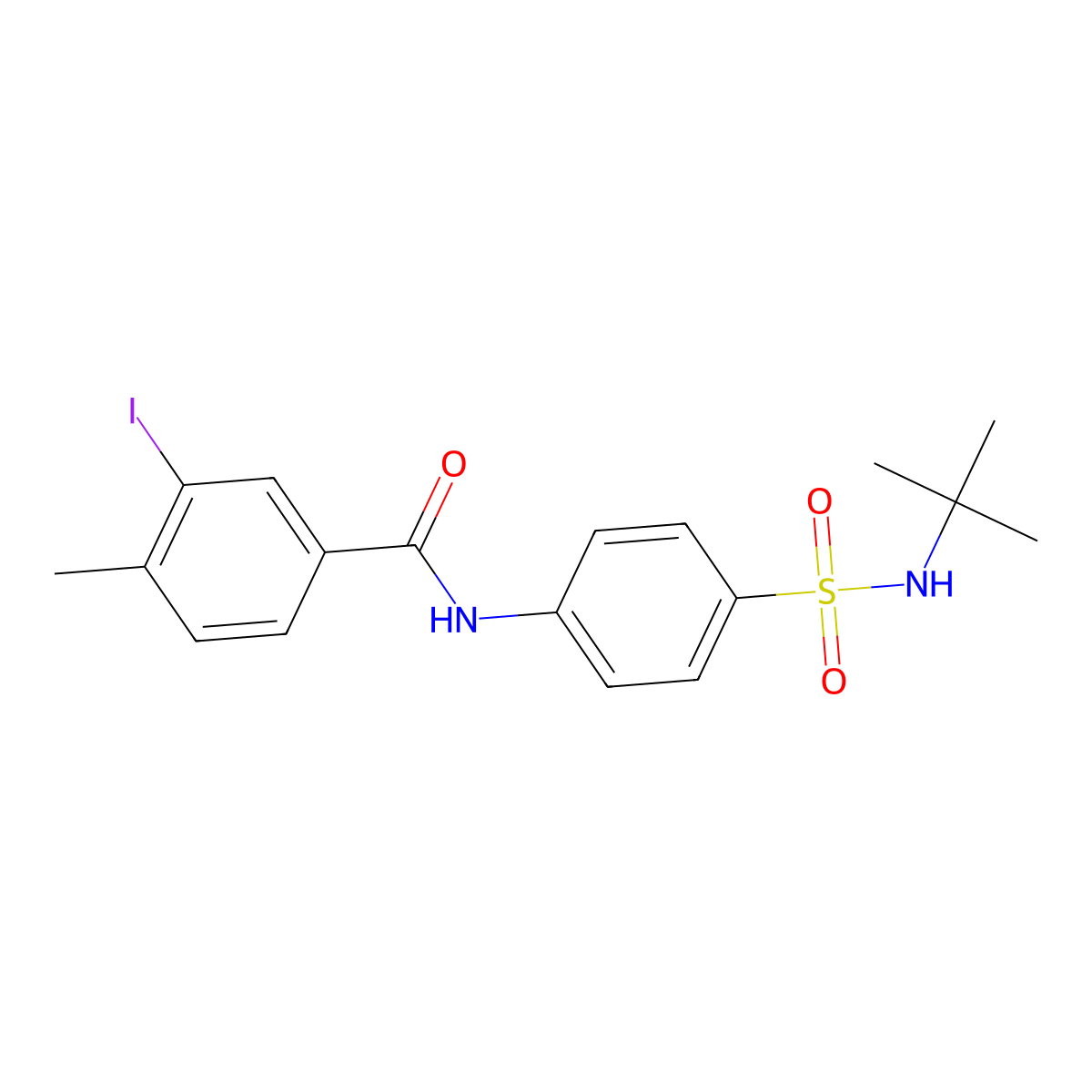 N-[4-(tert-butylsulfamoyl)phenyl]-3-iodo-4-methylbenzamide molecular structure, CAS 651299-03-5