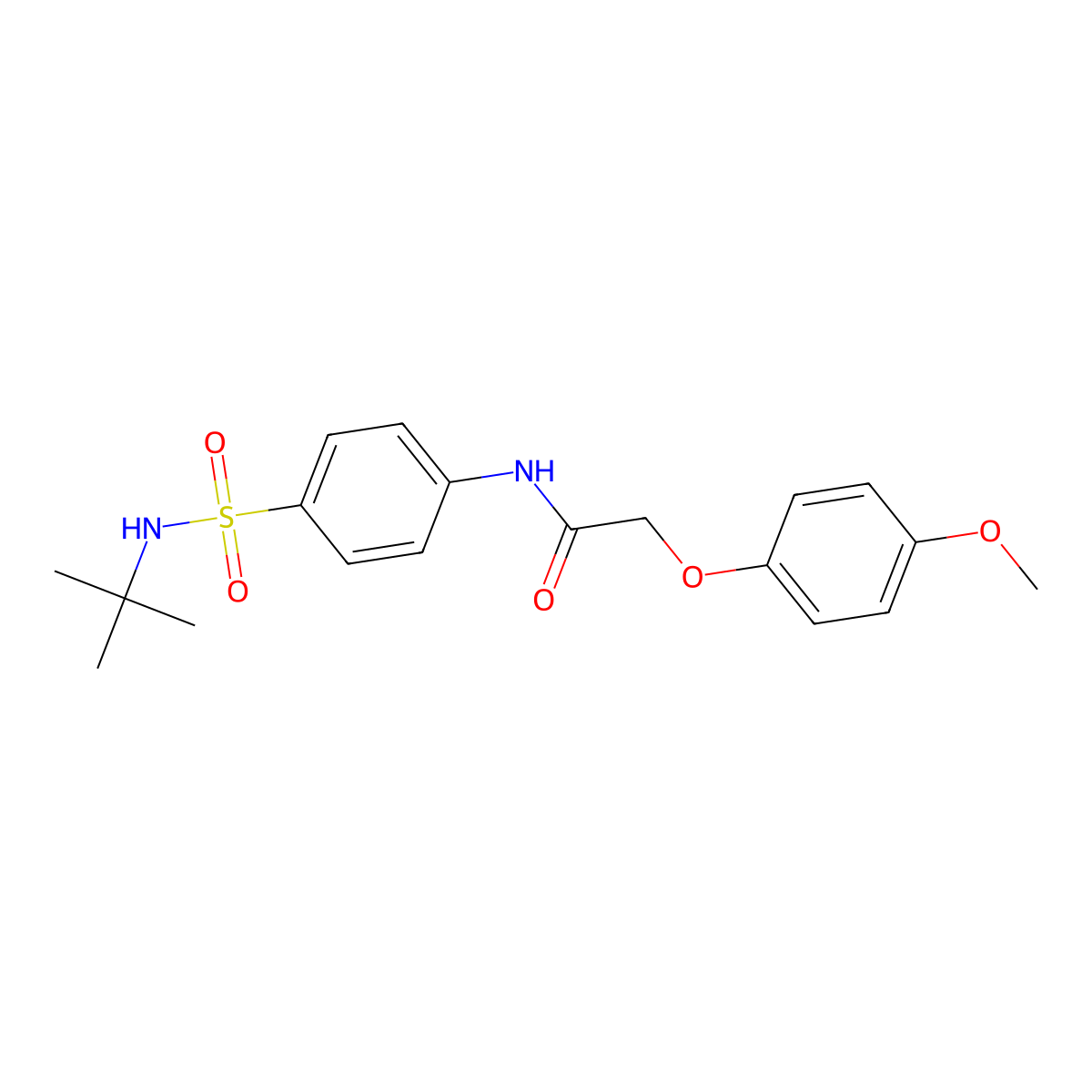 N-[4-(tert-butylsulfamoyl)phenyl]-2-(4-methoxyphenoxy)acetamide molecular structure, CAS 651299-08-0