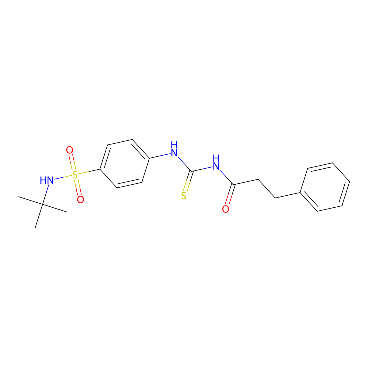 N-[[4-(tert-butylsulfamoyl)phenyl]carbamothioyl]-3-phenylpropanamide molecular structure, CAS 651299-40-0