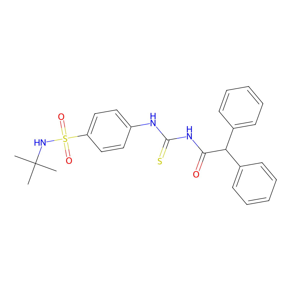 N-[[4-(tert-butylsulfamoyl)phenyl]carbamothioyl]-2,2-diphenylacetamide molecular structure, CAS 651299-47-7