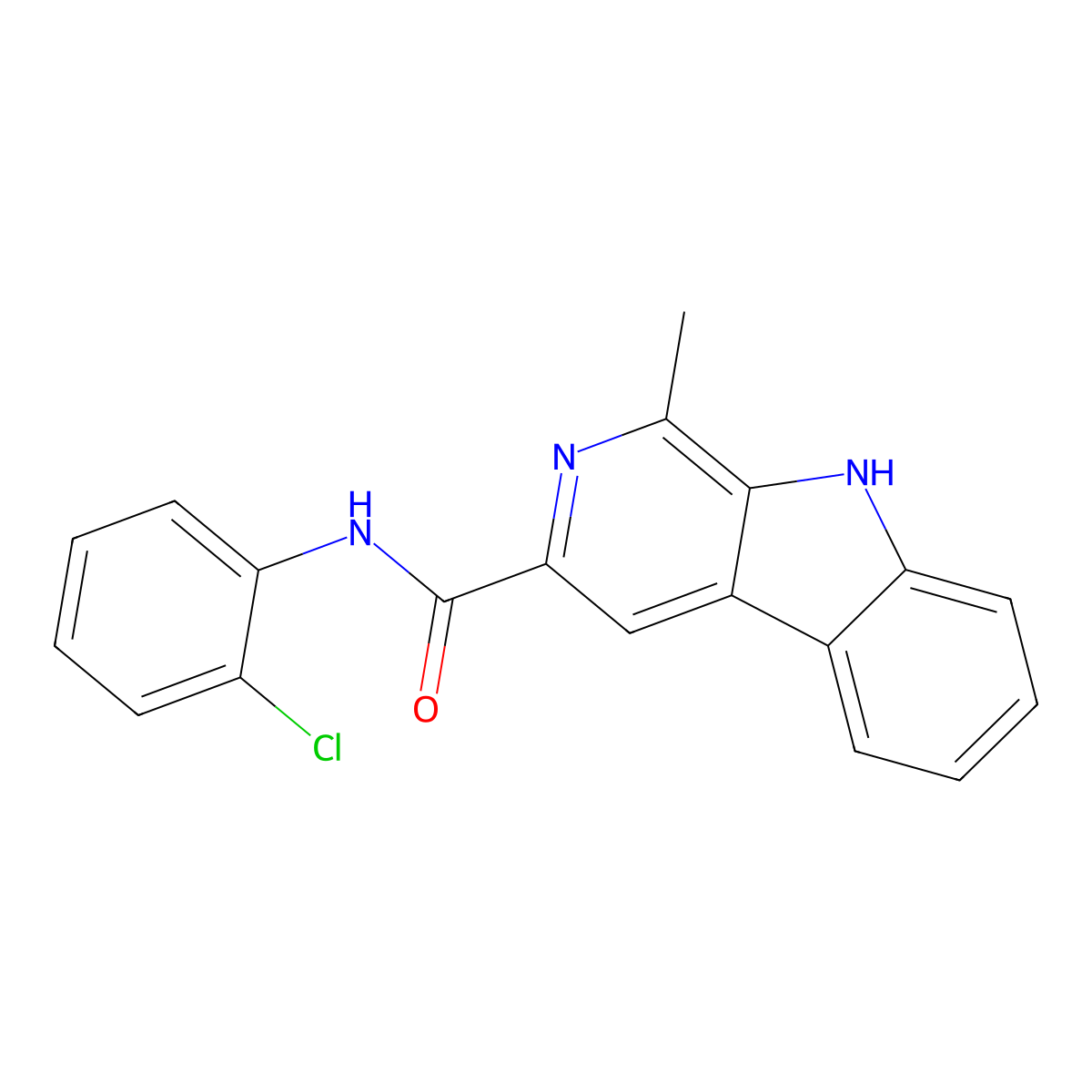 1-Methyl-9H-beta-carboline-3-carboxylic acid (2-chloro-phenyl)-amide molecular structure, CAS 6513-04-8