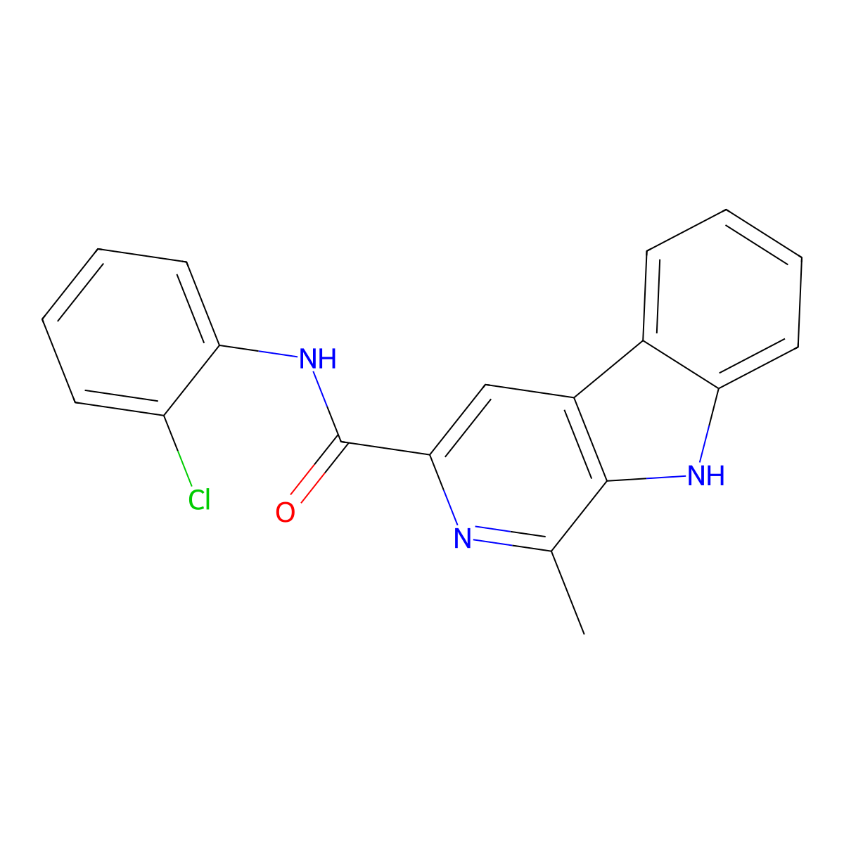 1-Methyl-9H-beta-carboline-3-carboxylic acid (2-chloro-phenyl)-amide molecular structure, CAS 6513-04-8