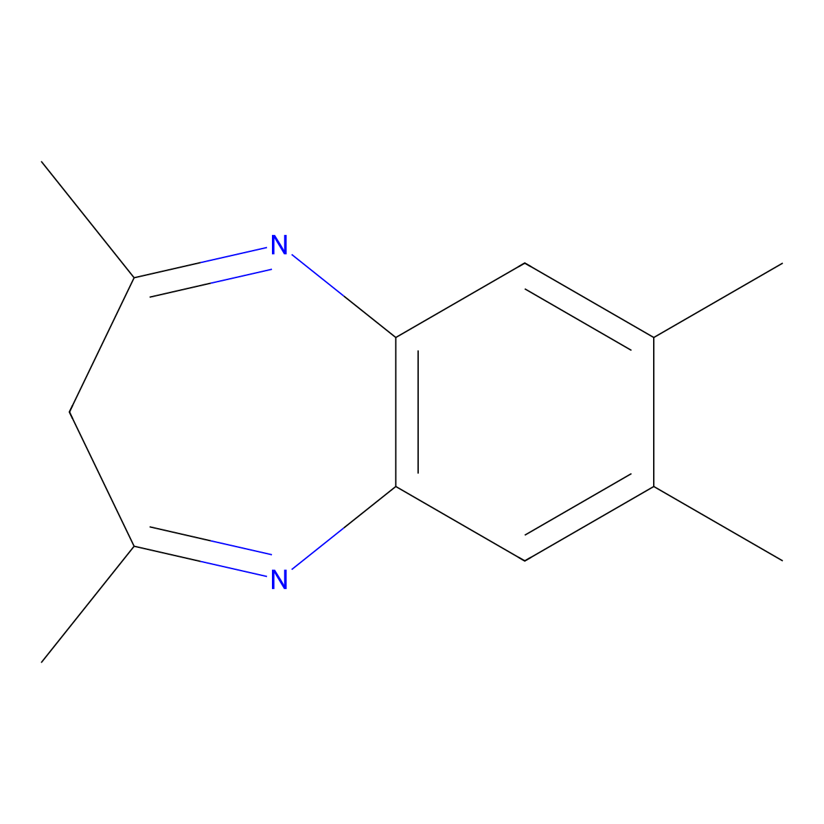 2,4,7,8-tetramethyl-3H-1,5-benzodiazepine molecular structure, CAS 65132-13-0