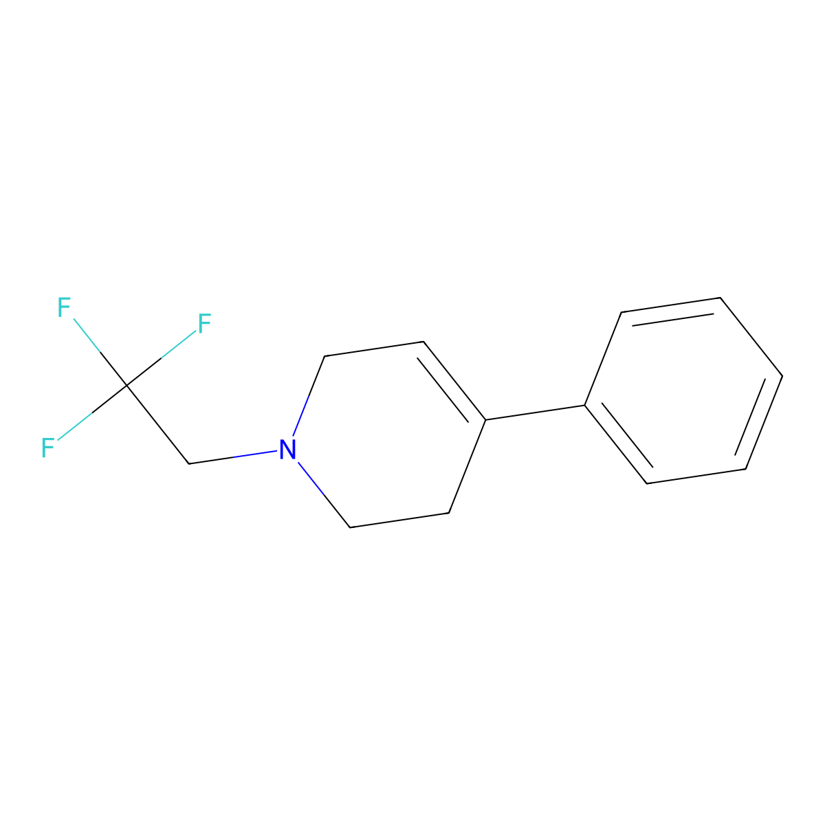 4-Phenyl-1-(2,2,2-trifluoroethyl)-1,2,3,6-tetrahydropyridine molecular structure, CAS 651321-22-1