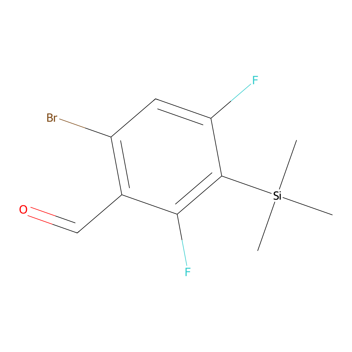 6-Bromo-2,4-difluoro-3-(trimethylsilyl)benzaldehyde molecular structure, CAS 651326-71-5