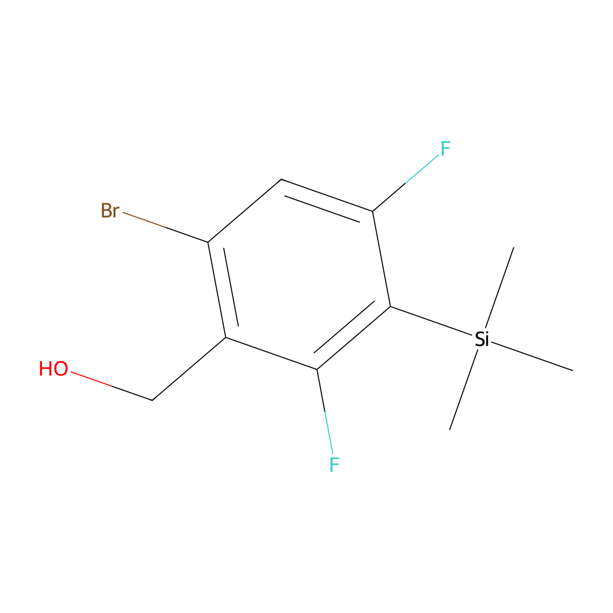 (6-Bromo-2,4-difluoro-3-(trimethylsilyl)phenyl)methanol molecular structure, CAS 651326-74-8