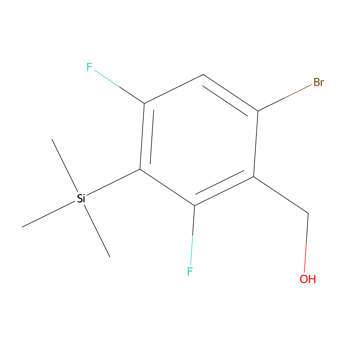 (6-Bromo-2,4-difluoro-3-(trimethylsilyl)phenyl)methanol molecular structure, CAS 651326-74-8