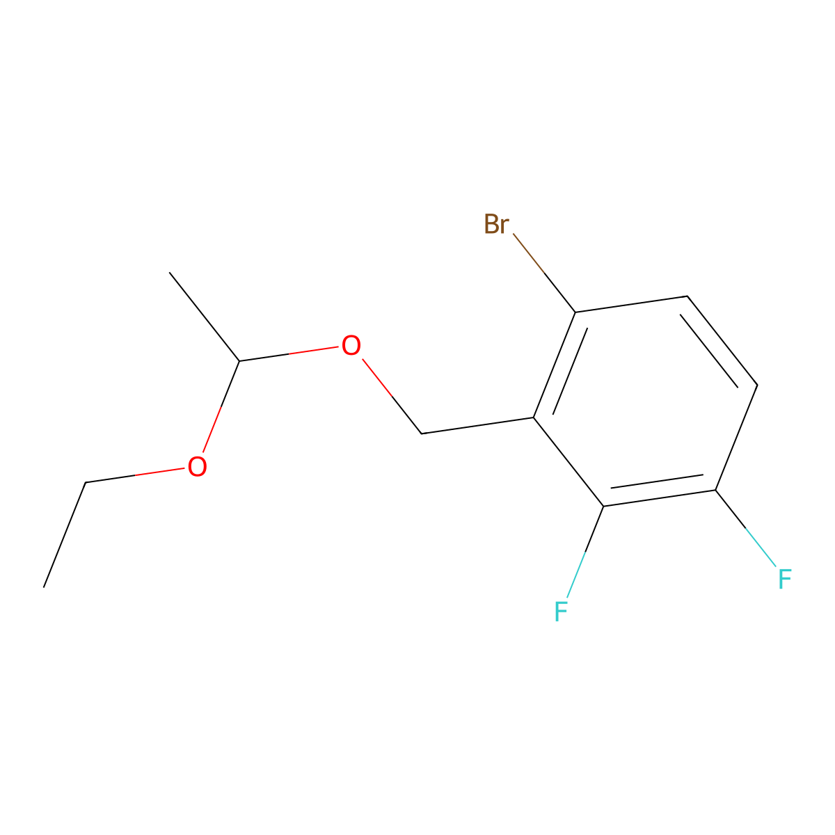 Benzene, 1-bromo-2-[(1-ethoxyethoxy)methyl]-3,4-difluoro- molecular structure, CAS 651326-75-9