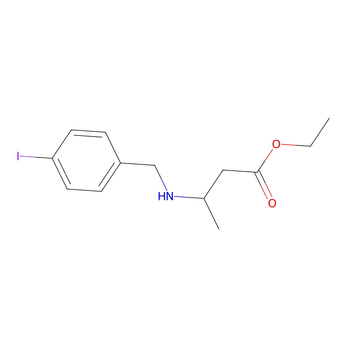 Ethyl 3-{[(4-iodophenyl)methyl]amino}butanoate molecular structure, CAS 651328-30-2