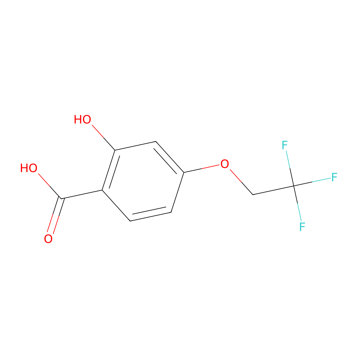 Benzoic acid, 2-hydroxy-4-(2,2,2-trifluoroethoxy)- molecular structure, CAS 651331-93-0