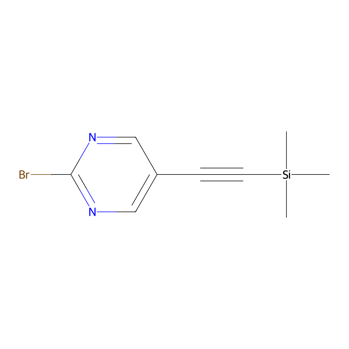 2-Bromo-5-((trimethylsilyl)ethynyl)pyrimidine molecular structure, CAS 651354-61-9