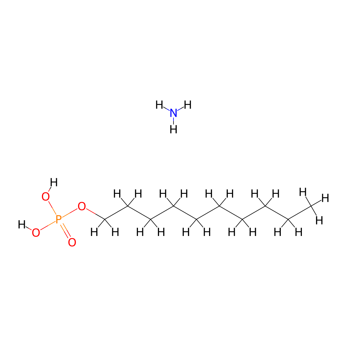 Phosphoric acid, monodecyl ester, ammonium salt (1:1) molecular structure, CAS 65138-73-0