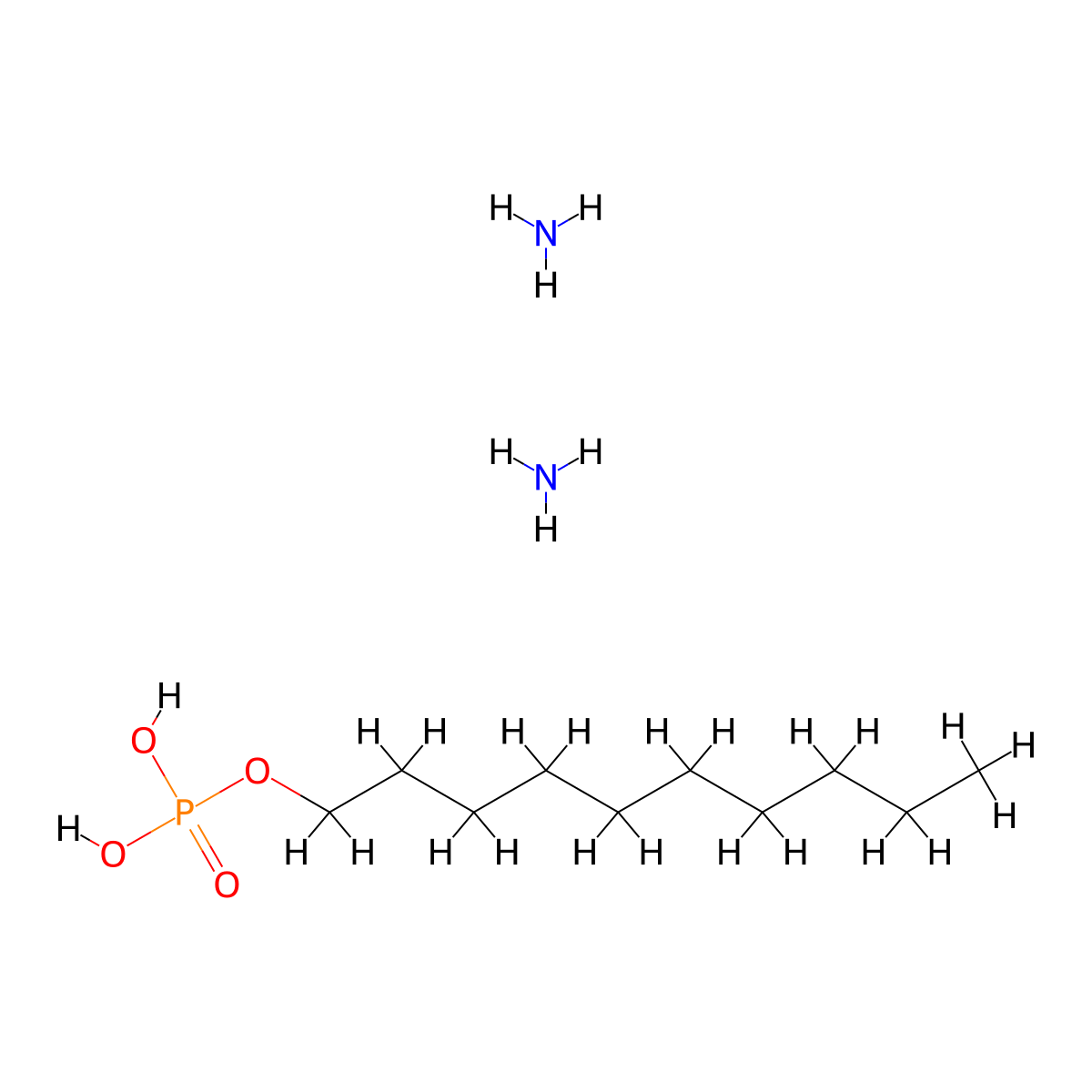 Phosphoric acid, monodecyl ester, diammonium salt molecular structure, CAS 65138-74-1