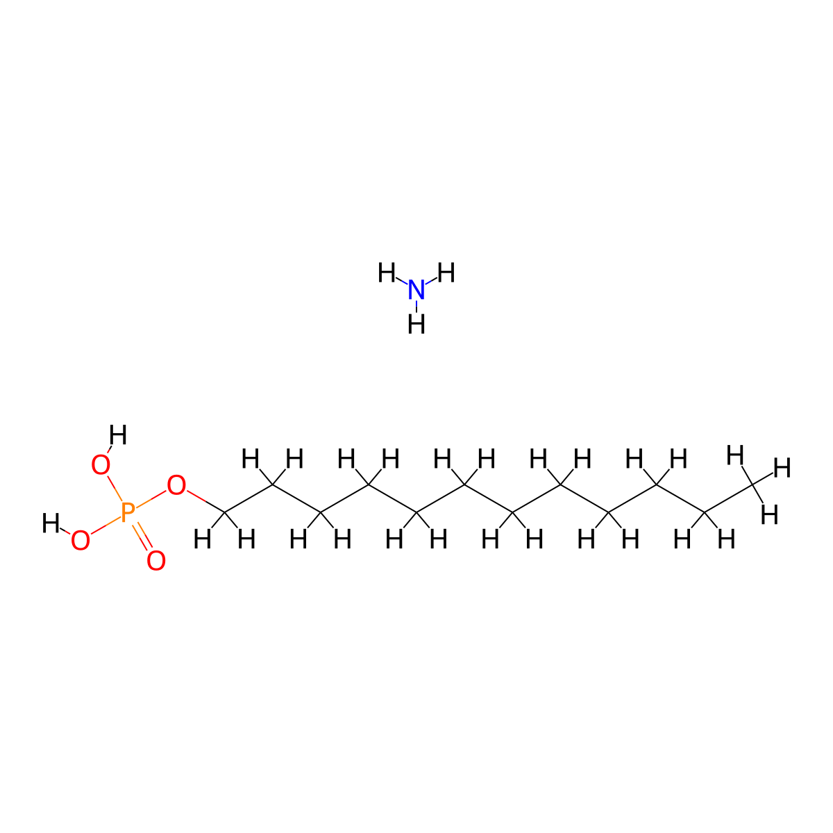 Ammonium dodecyl hydrogen phosphate molecular structure, CAS 65138-76-3