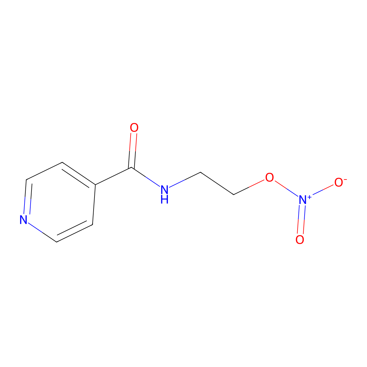 4-Pyridinecarboxamide, N-[2-(nitrooxy)ethyl]- molecular structure, CAS 65141-47-1