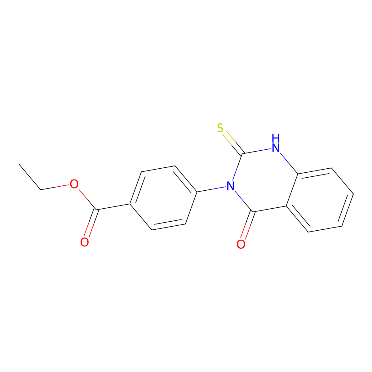 Ethyl 4-(1,4-dihydro-4-oxo-2-thioxo-3(2H)-quinazolinyl)benzoate molecular structure, CAS 65141-65-3