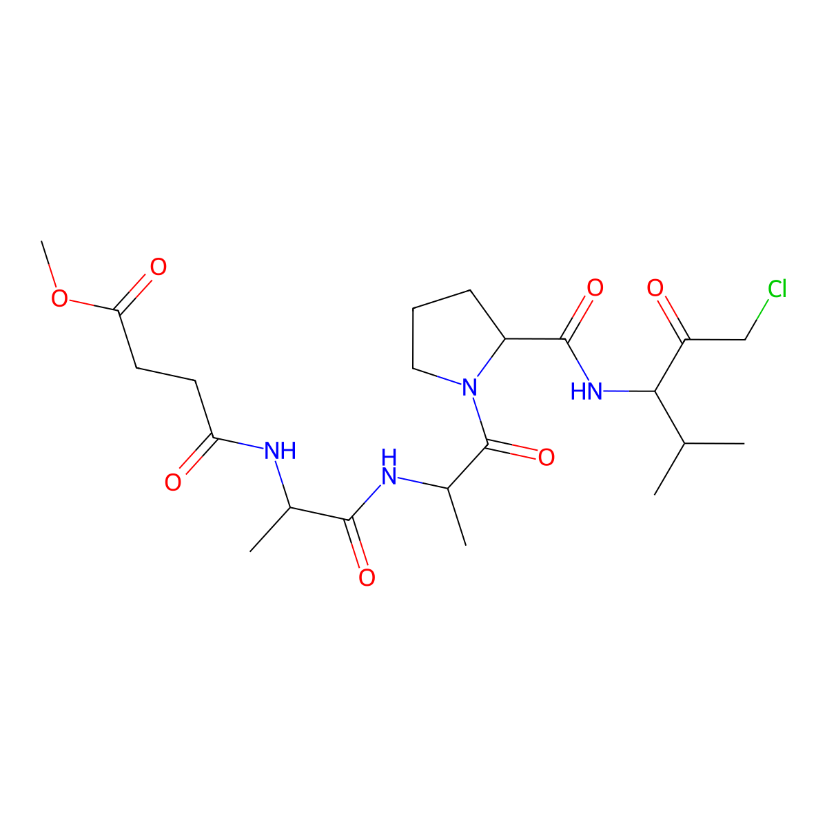 N-Methoxysuccinyl-Ala-Ala-Pro-Val-chloromethyl ketone molecular structure, CAS 65144-34-5