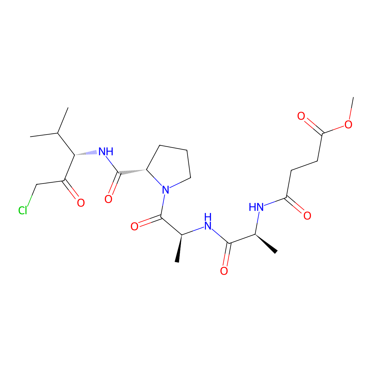 N-Methoxysuccinyl-Ala-Ala-Pro-Val-chloromethyl ketone molecular structure, CAS 65144-34-5