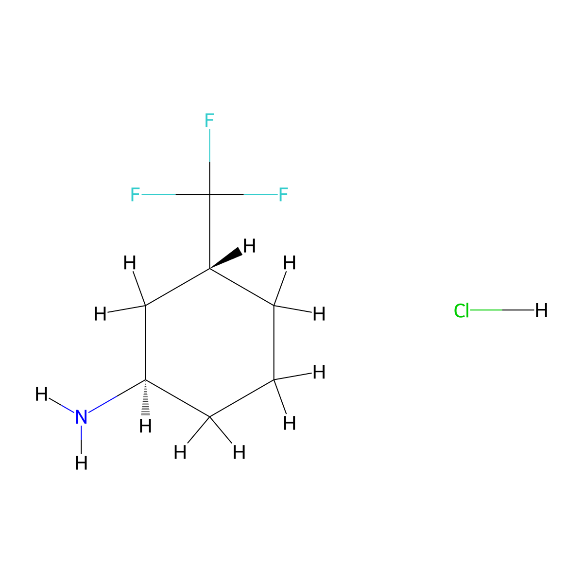 rac-(1R,3R)-3-(trifluoromethyl)cyclohexan-1-amine hydrochloride molecular structure, CAS 65145-66-6