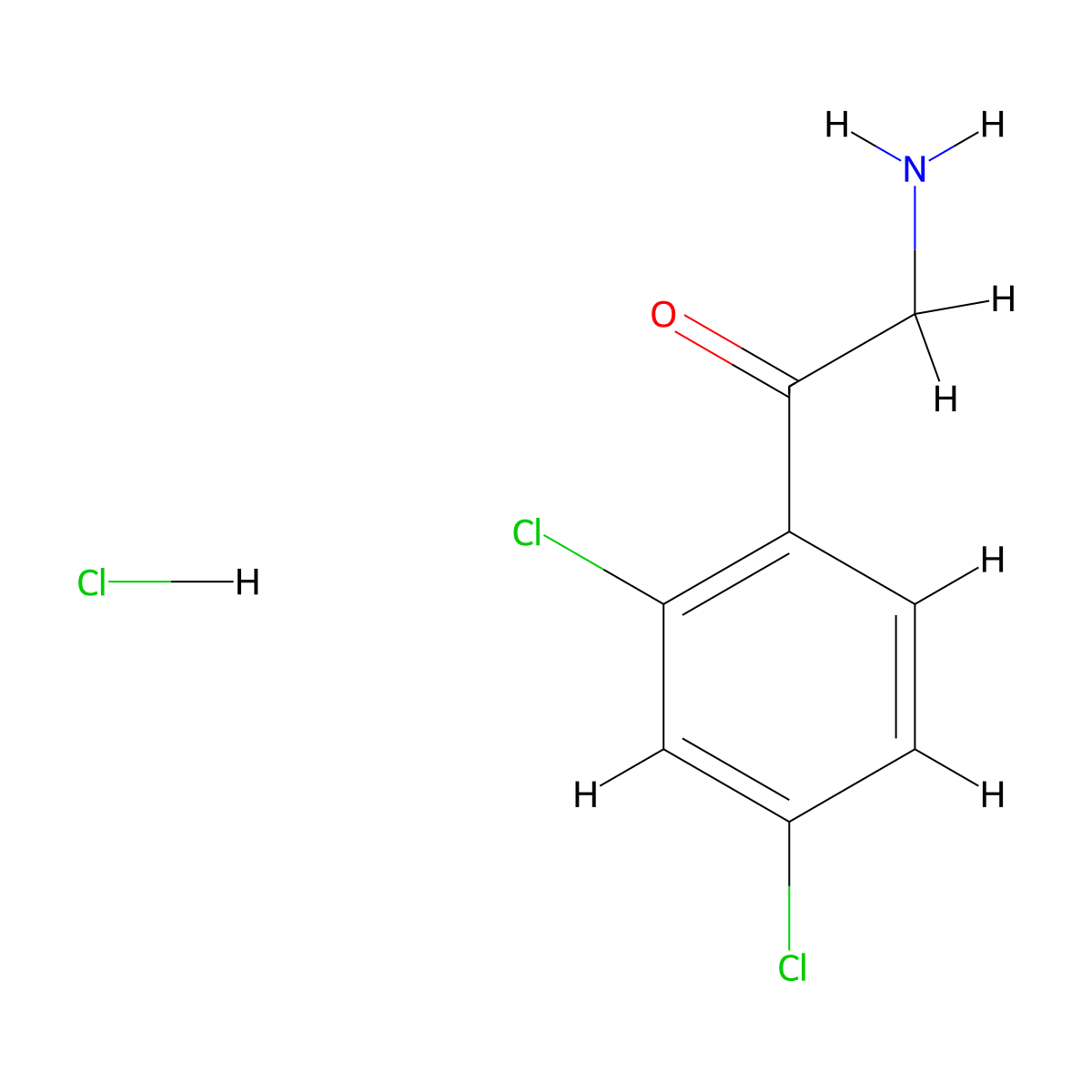 2-Amino-1-(2,4-dichlorophenyl)ethanone hydrochloride molecular structure, CAS 65146-54-5