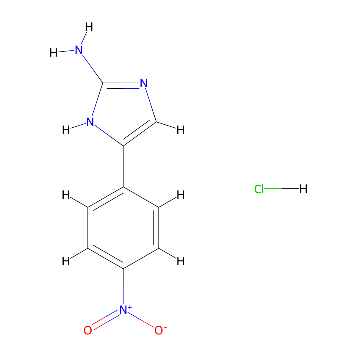 4-(4-nitrophenyl)-1H-imidazol-2-amine hydrochloride molecular structure, CAS 65146-61-4