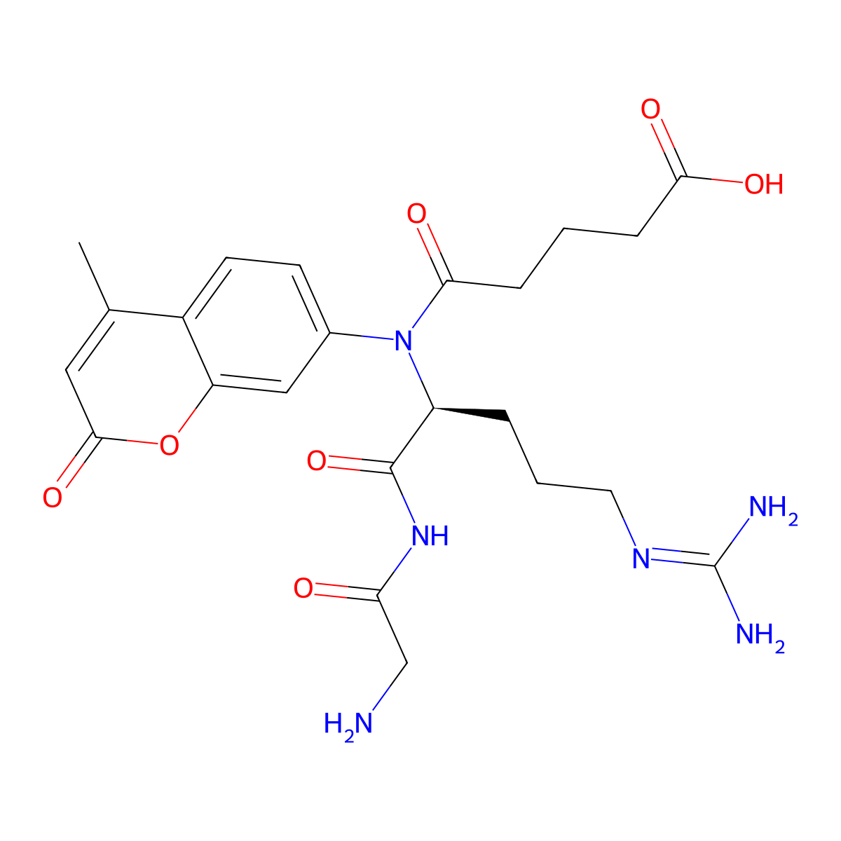 Glutaryl-glycyl-arginine-4-methylcoumaryl-7-amide molecular structure, CAS 65147-16-2