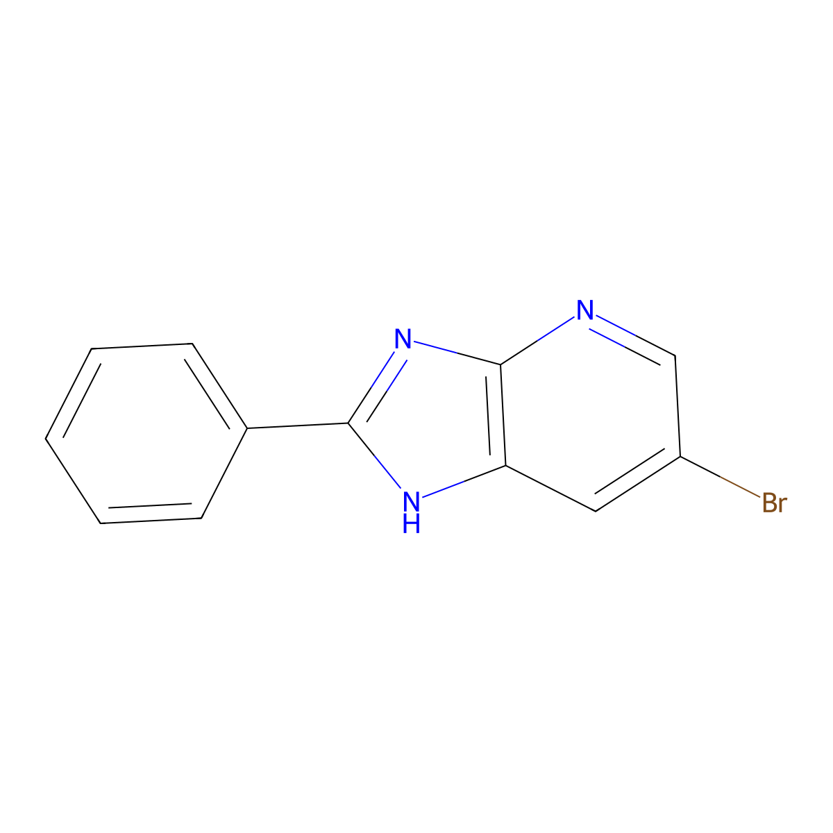 6-bromo-2-phenyl-1H-imidazo[4,5-b]pyridine molecular structure, CAS 65147-89-9
