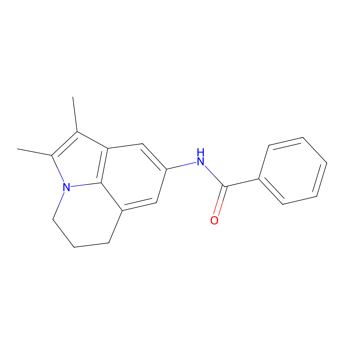 N-(1,2-dimethyl-5,6-dihydro-4H-pyrrolo[3,2,1-ij]quinolin-8-yl)benzamide molecular structure, CAS 6515-40-8