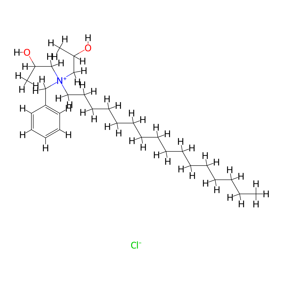 Benzenemethanaminium, N-hexadecyl-N,N-bis(2-hydroxypropyl)-, chloride (1:1) molecular structure, CAS 65151-48-6