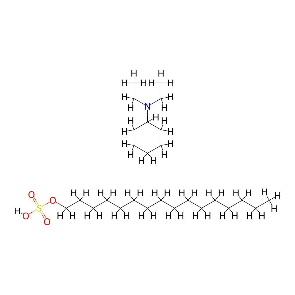 1-Hexadecanol, 1-(hydrogen sulfate), compd. with N,N-diethylcyclohexanamine (1:1) molecular structure, CAS 65151-49-7