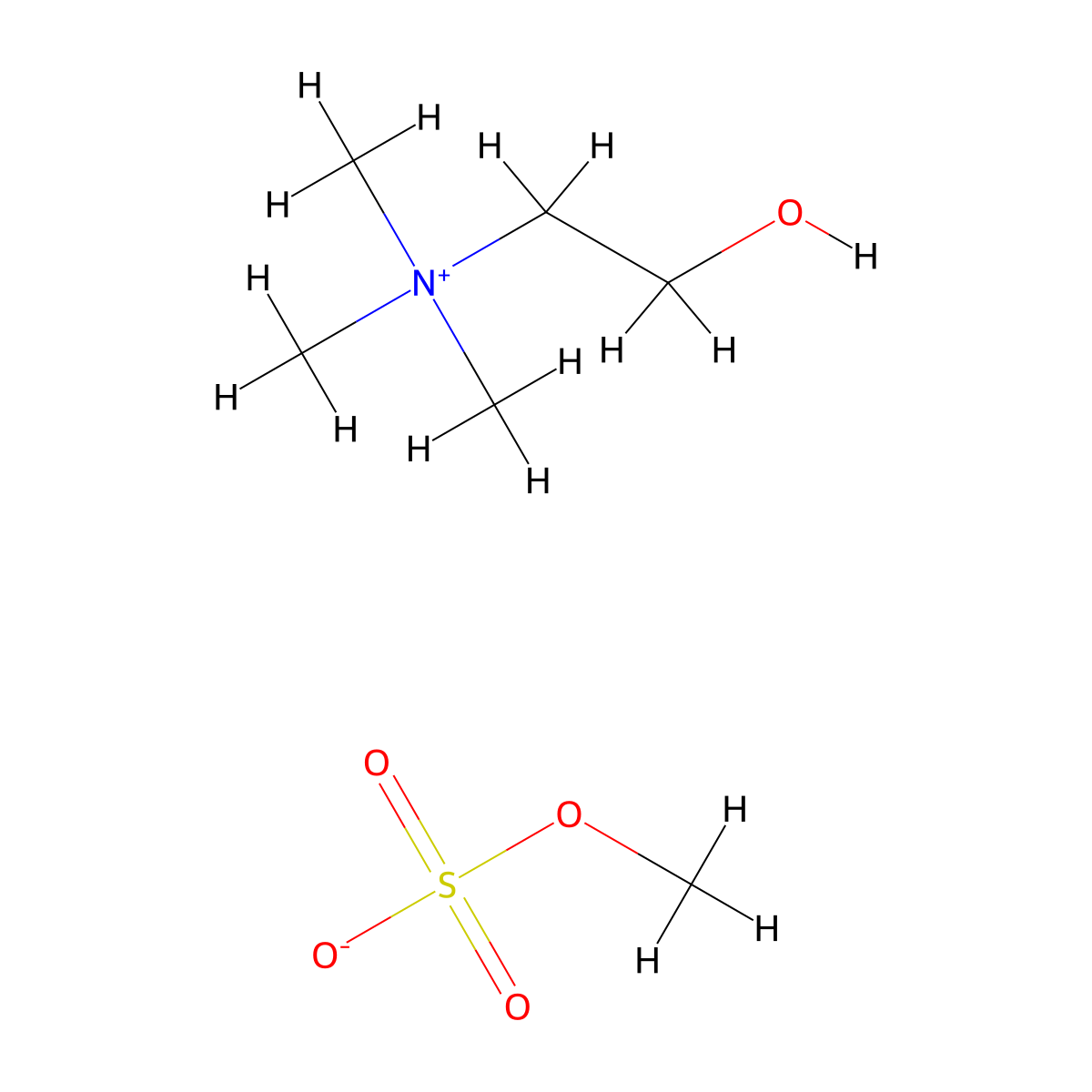 Ethanaminium, 2-hydroxy-N,N,N-trimethyl-, methyl sulfate (1:1) molecular structure, CAS 65151-62-4