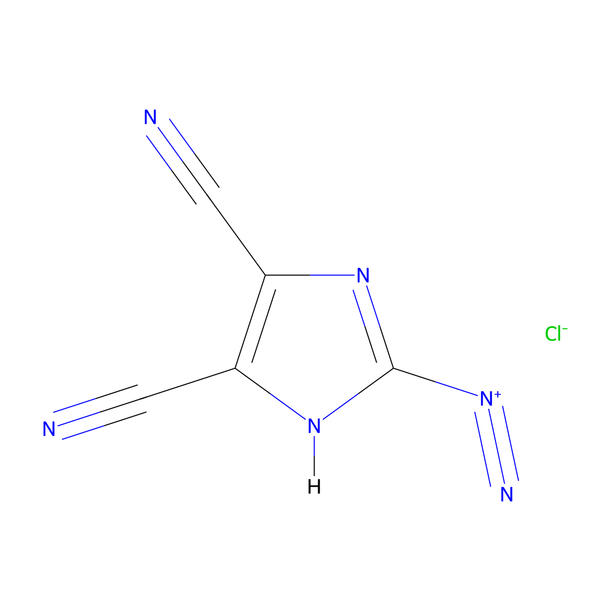 1H-Imidazole-2-diazonium, 4,5-dicyano-, chloride (1:1) molecular structure, CAS 65151-64-6