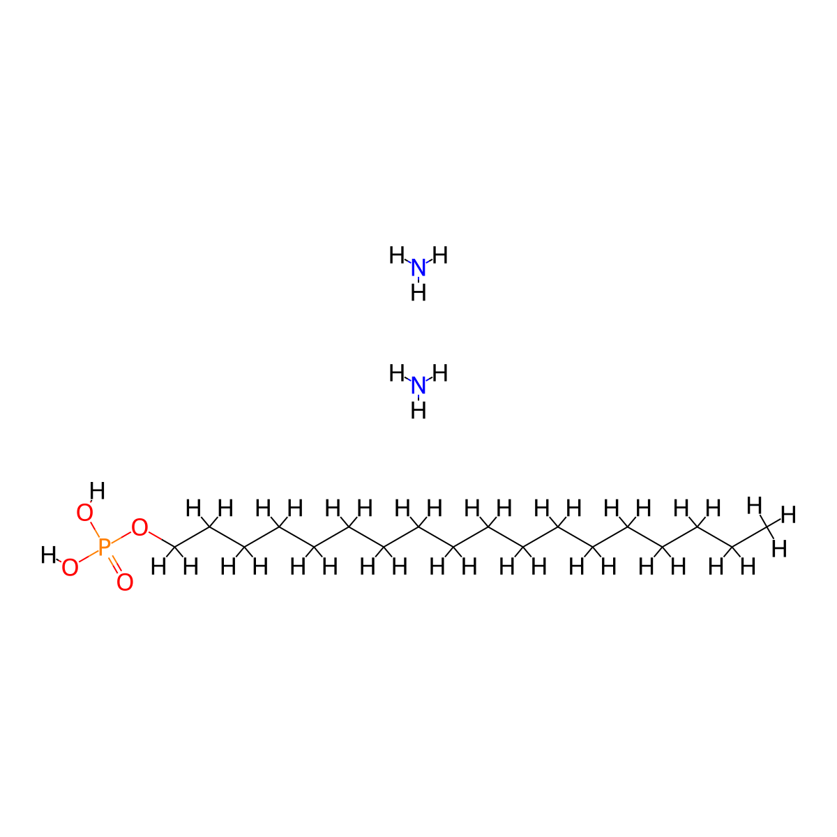 Phosphoric acid, monooctadecyl ester, ammonium salt (1:2) molecular structure, CAS 65151-77-1