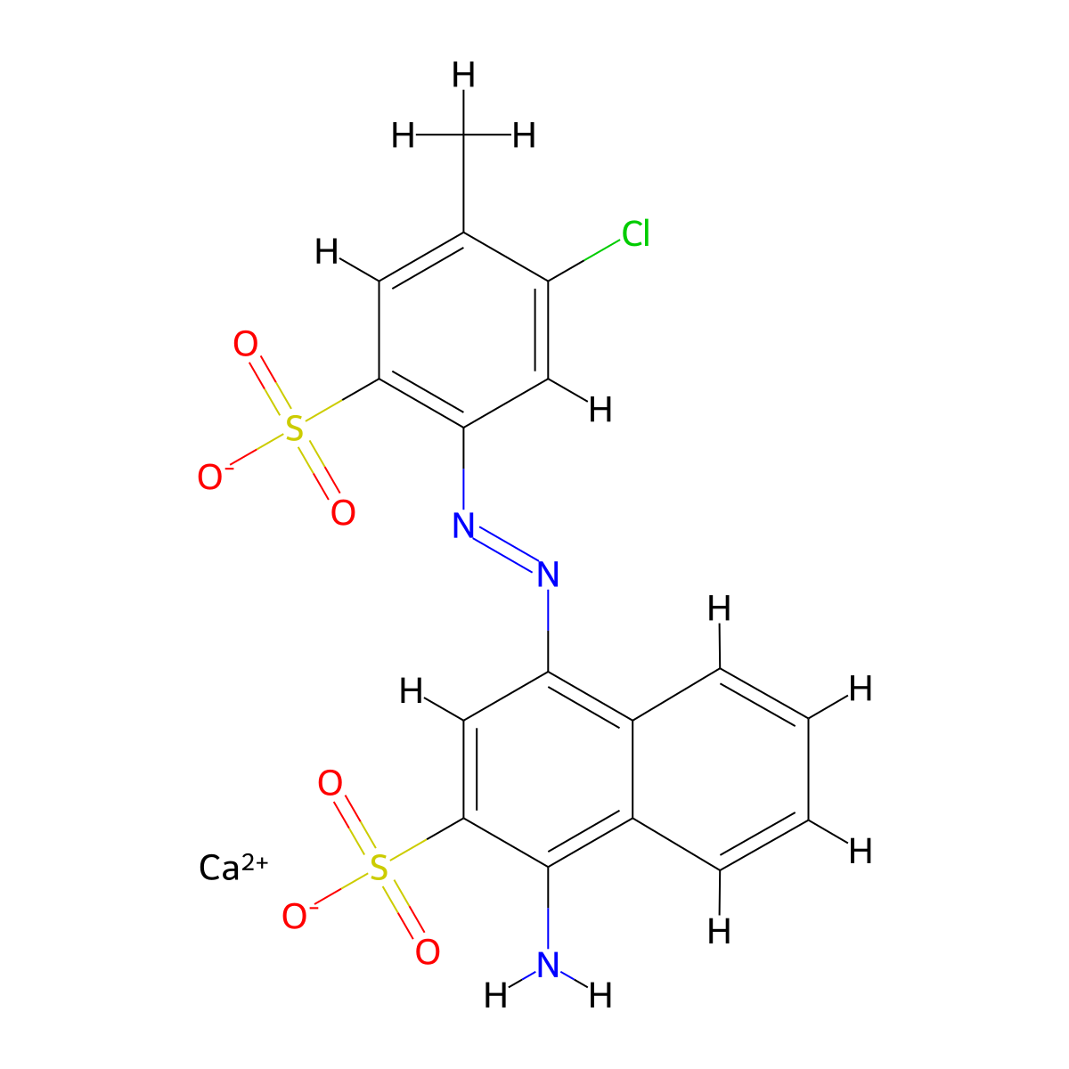 2-Naphthalenesulfonic acid, 1-amino-4-[(5-chloro-4-methyl-2-sulfophenyl)azo]-, calcium salt (1:1) molecular structure, CAS 65152-16-1