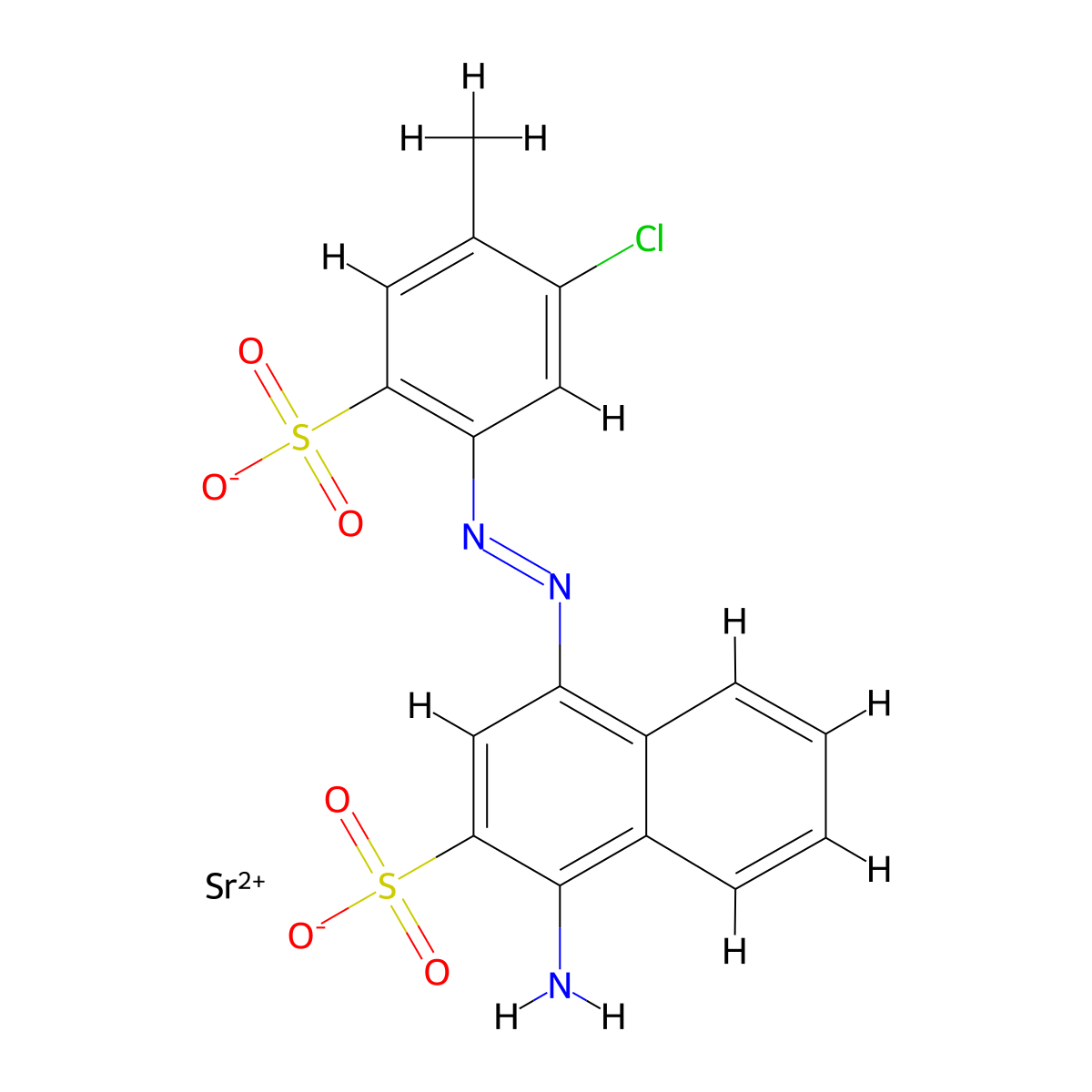 2-Naphthalenesulfonic acid, 1-amino-4-[(5-chloro-4-methyl-2-sulfophenyl)azo]-, strontium salt (1:1) molecular structure, CAS 65152-17-2