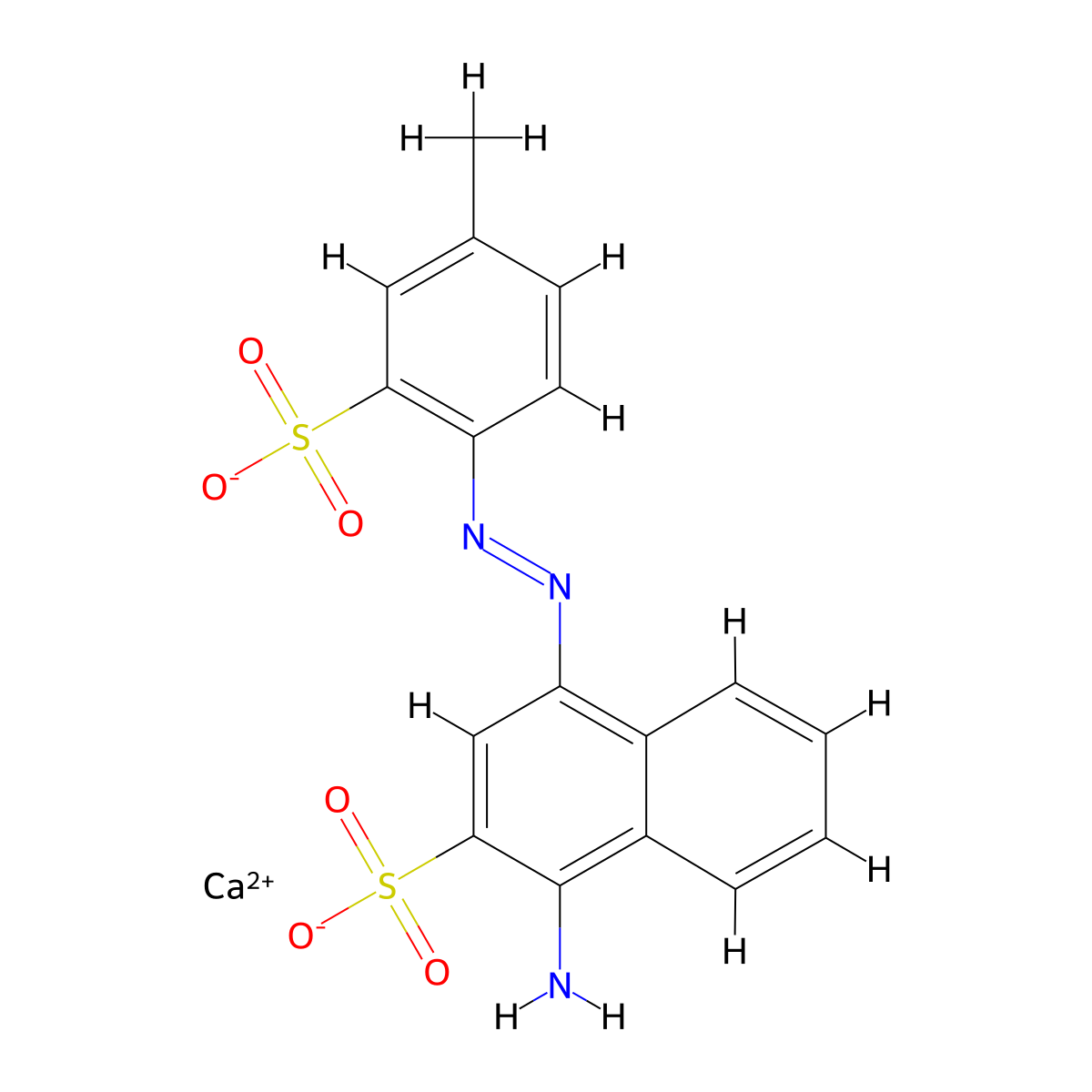 2-Naphthalenesulfonic acid, 1-amino-4-[(4-methyl-2-sulfophenyl)azo]-, calcium salt (1:1) molecular structure, CAS 65152-20-7