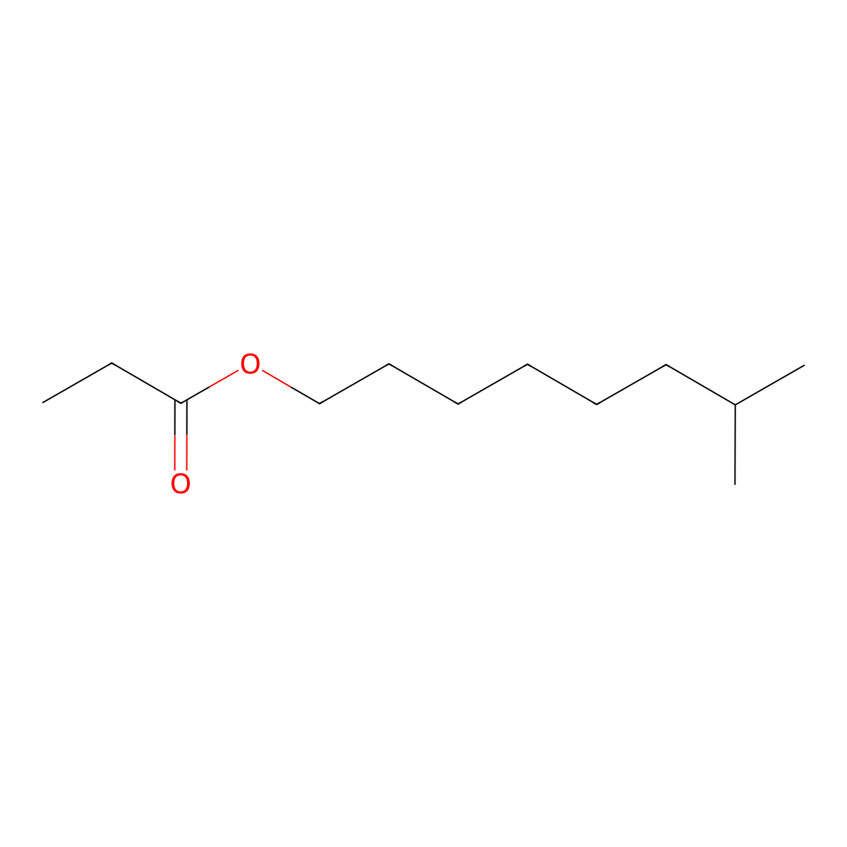 Isononyl propionate molecular structure, CAS 65155-45-5