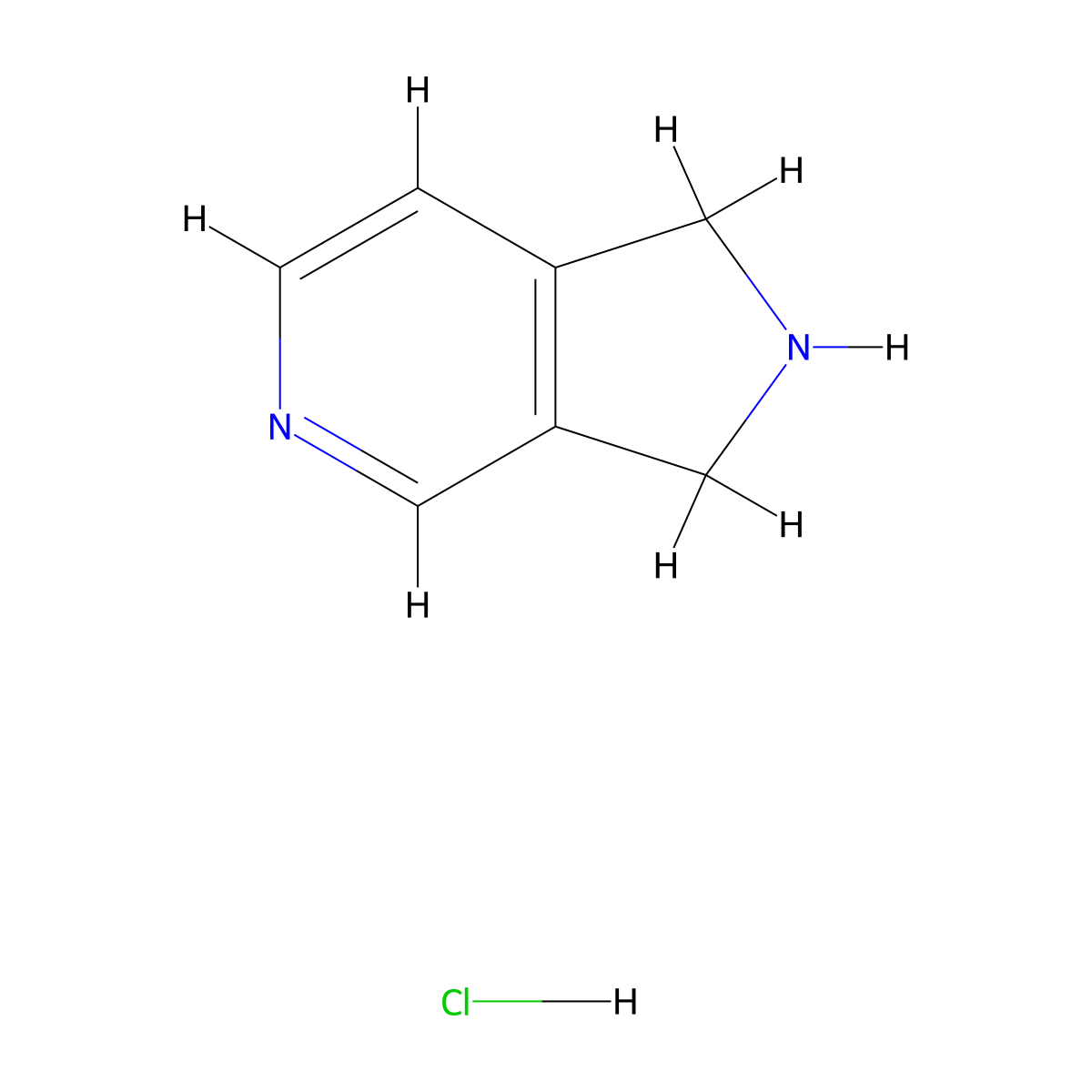 2,3-Dihydro-1H-pyrrolo(3,4-c)pyridine--hydrogen chloride (1/1) molecular structure, CAS 651558-58-6