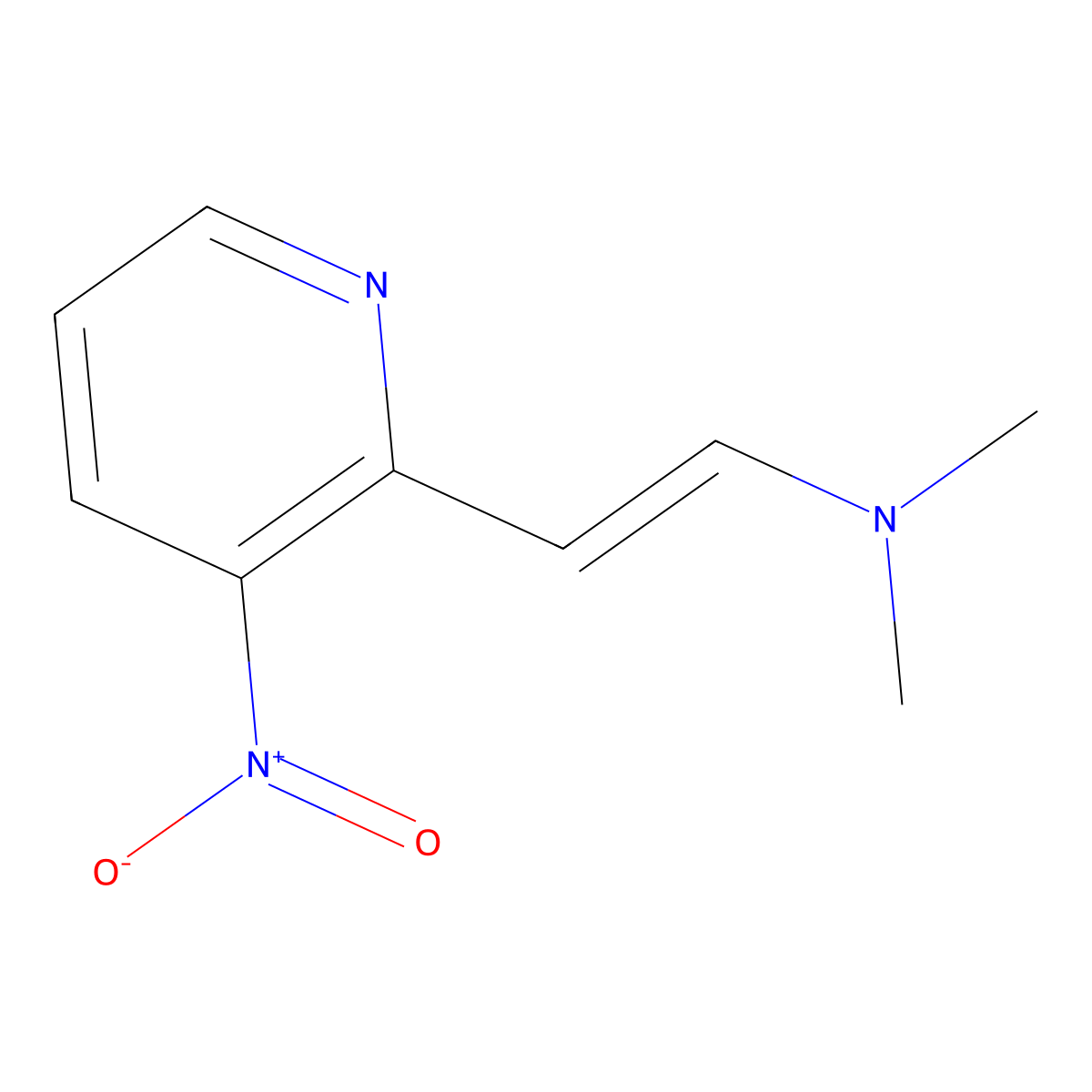 N,N-dimethyl-2-(3-nitro-2-pyridinyl)ethenamine molecular structure, CAS 65156-92-5