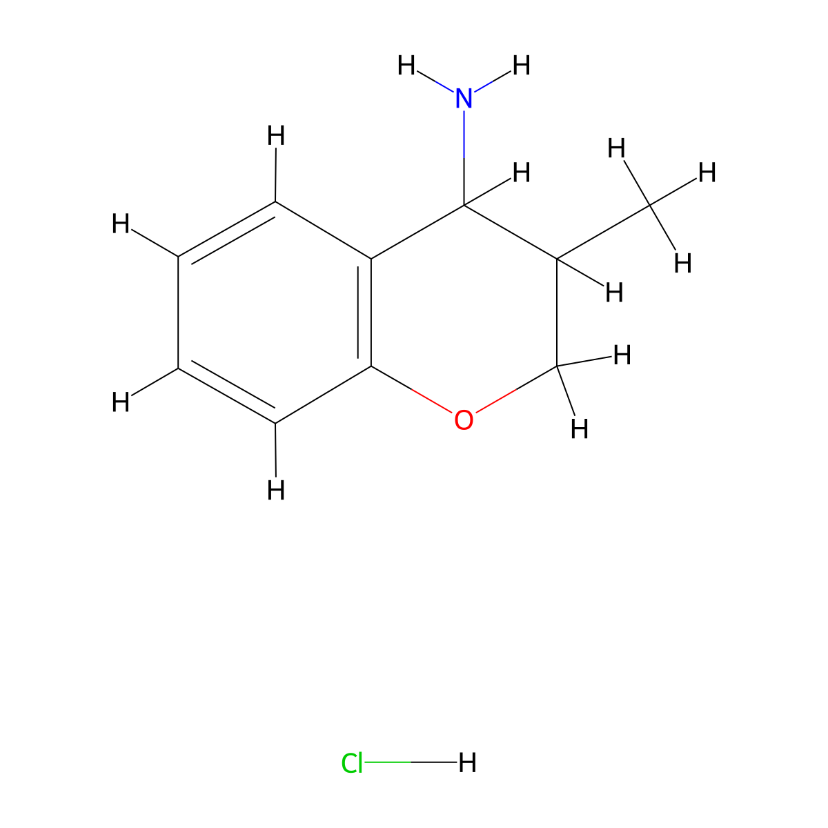 3-methyl-3,4-dihydro-2H-1-benzopyran-4-amine hydrochloride molecular structure, CAS 6516-81-0