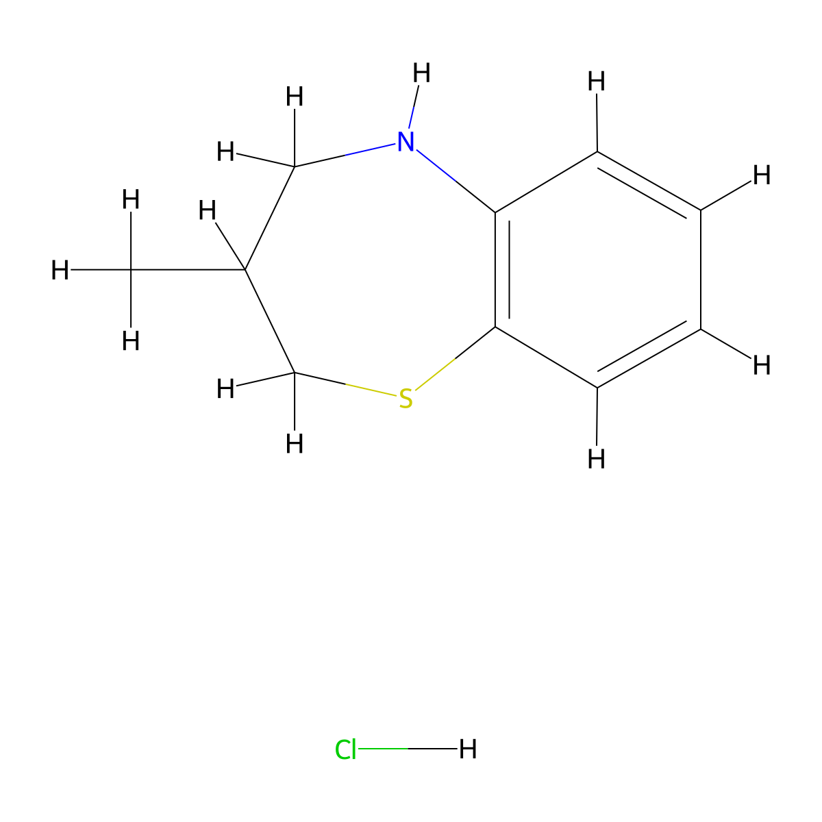 3-Methyl-2,3,4,5-tetrahydro-1,5-benzothiazepine hydrochloride molecular structure, CAS 6516-85-4