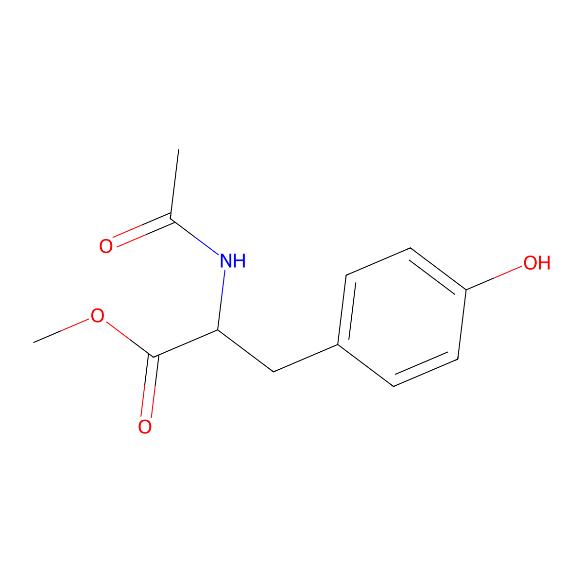 methyl (2R)-2-acetamido-3-(4-hydroxyphenyl)propanoate molecular structure, CAS 65160-71-6