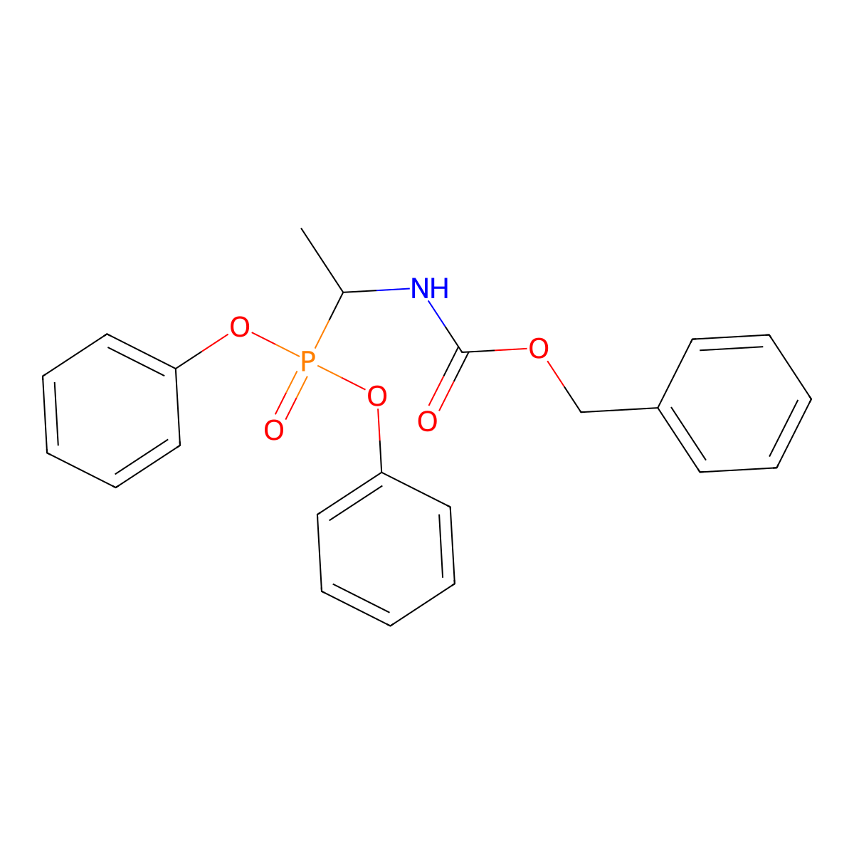 Carbamic acid, [1-(diphenoxyphosphinyl)ethyl]-, phenylmethyl ester molecular structure, CAS 65164-80-9