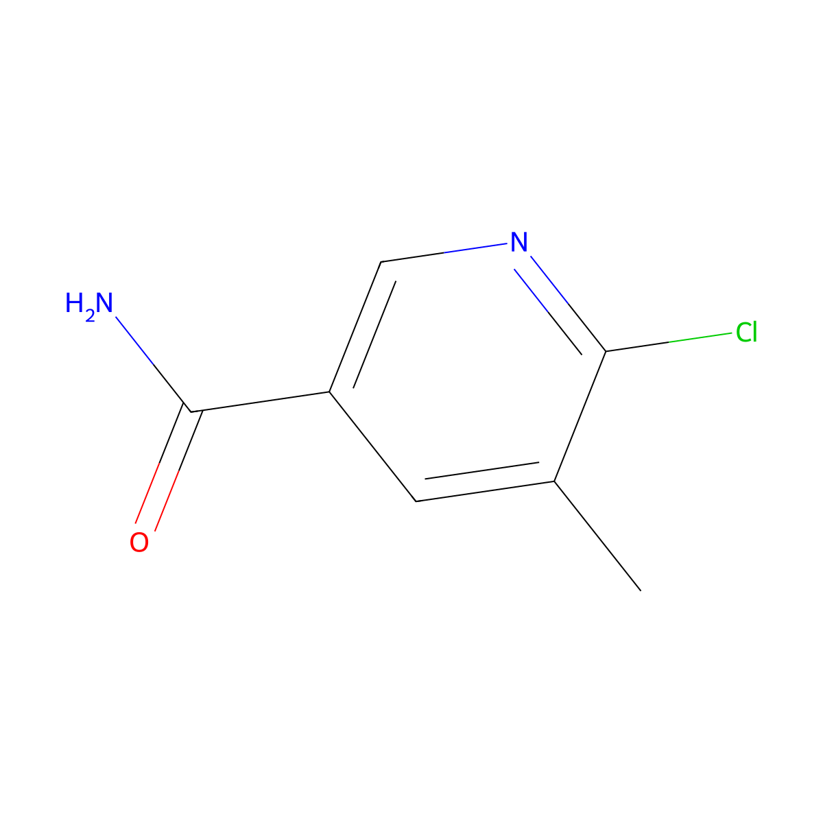 6-Chloro-5-methyl-3-pyridinecarboxamide molecular structure, CAS 65169-44-0