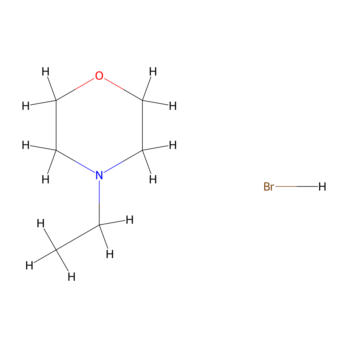 Ethylmorpholinium bromide molecular structure, CAS 6517-34-6