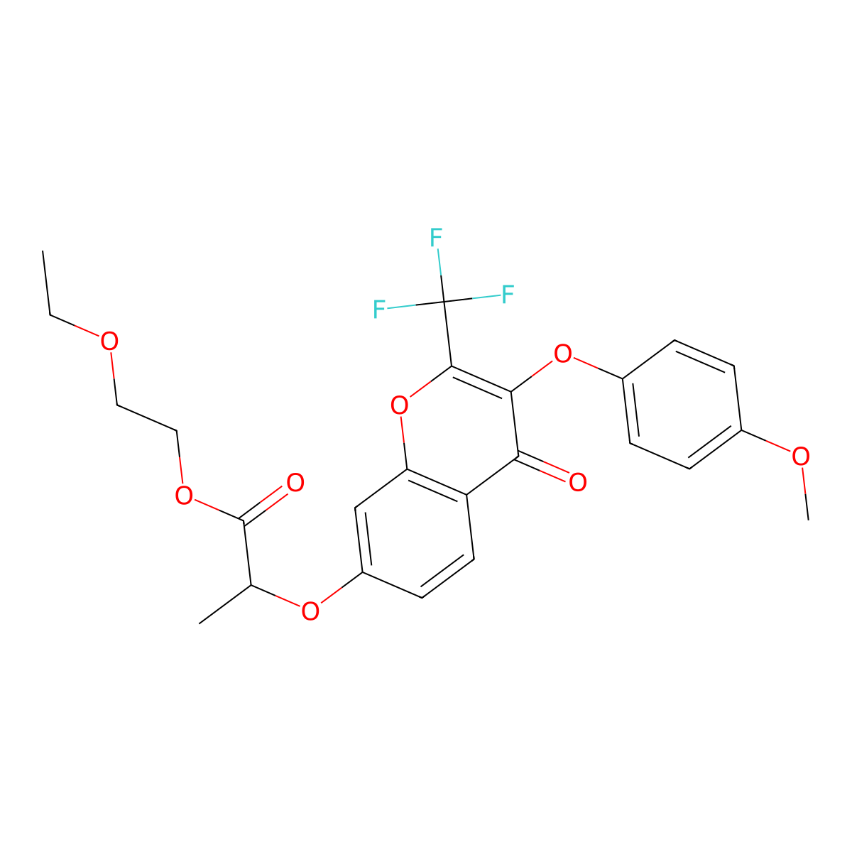 2-Ethoxyethyl 2-[3-(4-methoxyphenoxy)-4-oxo-2-(trifluoromethyl)chromen-7-yl]oxypropanoate molecular structure, CAS 6517-63-1