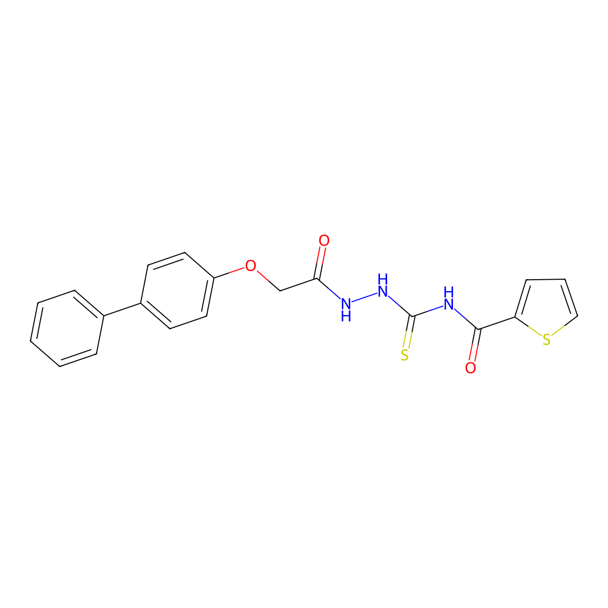 N-[[[2-(4-phenylphenoxy)acetyl]amino]carbamothioyl]thiophene-2-carboxamide molecular structure, CAS 651708-21-3