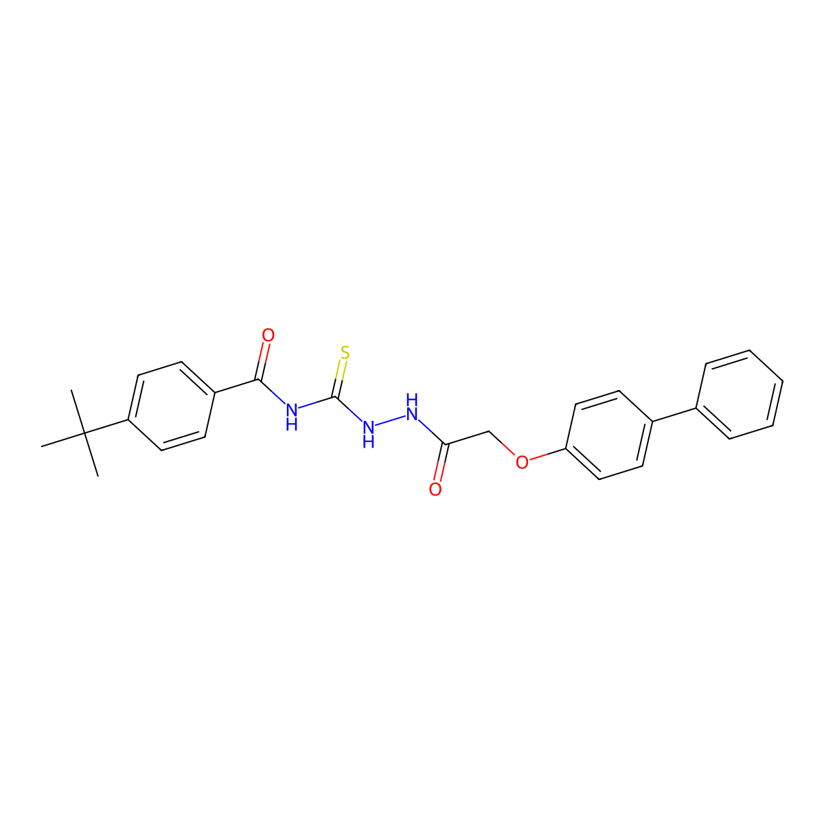 4-tert-butyl-N-[[[2-(4-phenylphenoxy)acetyl]amino]carbamothioyl]benzamide molecular structure, CAS 651708-41-7