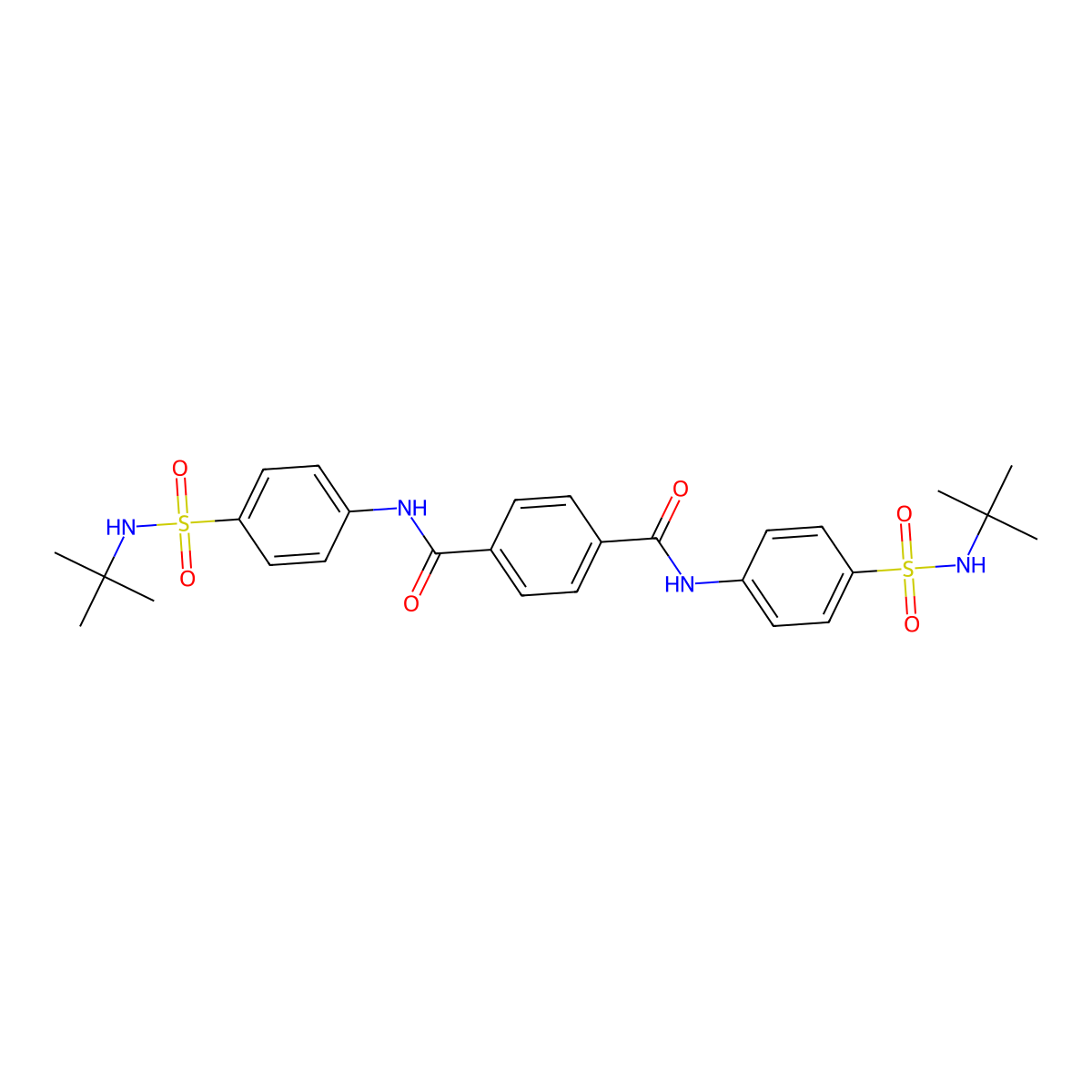 1-N,4-N-bis[4-(tert-butylsulfamoyl)phenyl]benzene-1,4-dicarboxamide molecular structure, CAS 651708-58-6